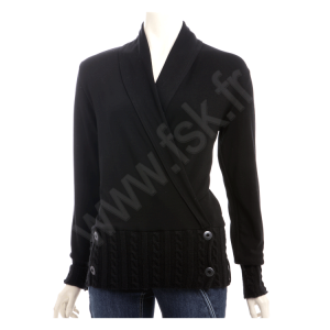 Gilet Torsade Noir Cache-Coeur